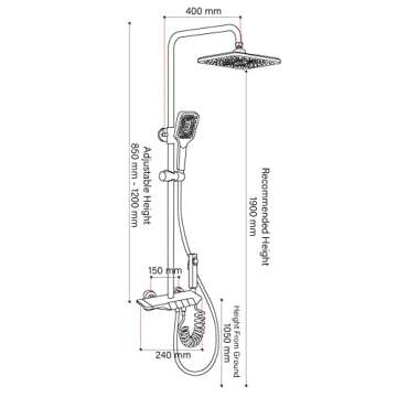 Lefton All-in-one Shower Set with Dual Shower Head, Shower Faucet Set with Spray Gun, 4 Control Butt...