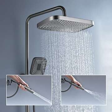 Lefton All-in-one Shower Set with Dual Shower Head, Shower Faucet Set with Spray Gun, 4 Control Buttons, Adjustable Water Outlet Modes, Grey, SS2201-2