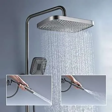 Lefton All-in-one Shower Set with Dual Shower Head, Shower Faucet Set with Spray Gun, 4 Control Buttons, Adjustable Water Outlet Modes, Grey, SS2201-2