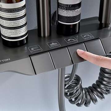 Lefton All-in-one Shower Set with Dual Shower Head, Shower Faucet Set with Spray Gun, 4 Control Buttons, Adjustable Water Outlet Modes, Grey, SS2201-2