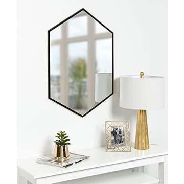 Kate and Laurel McNeer Large Hexagon Metal Wall Mirror, 31x22, Black