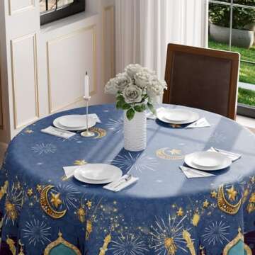Stylish BOTB LIHM Ramadan Tablecloth - Washable, Round 60x60 Inch