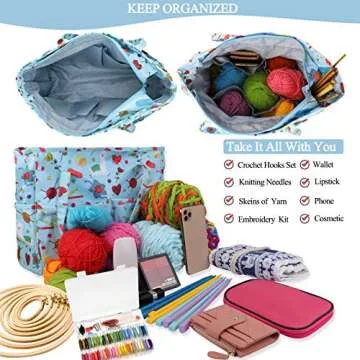 Coopay Craft Bag for Yarn & Knitting Supplies - Waterproof Tote