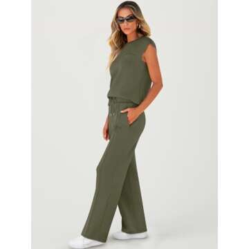 ANRABESS Women 2 Piece Outfits Summer Casual Sleeveless Sweatsuits Wide Leg Tracksuits Lounge Travel...