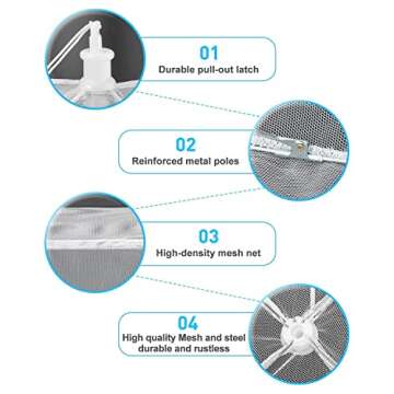 Comforer 4 Pack Food Cover Mesh Food Tent, 2 * 17 Inches and 2 * 14 Inches, Pop-Up Umbrella Screen T...