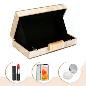 Rkrouco Women Acrylic Evening Clutch Bag Marbling Purse Handbag for Banquets, Weddings, Proms and Parties.-(Apricot)