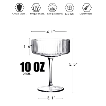 AOROTOE Vintage Cocktail Glasses Set for Elegant Drinking