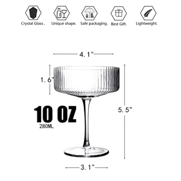 AOROTOE Vintage Cocktail Glasses Set for Elegant Drinking