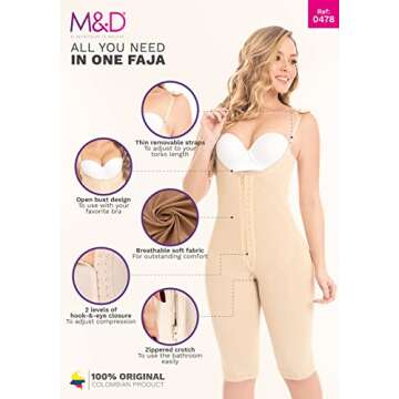 M&D Fajas Colombianas Reductoras y Moldeadoras Post Surgery Compression Stage 2 Faja Beige M