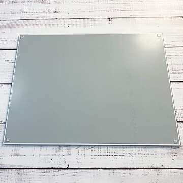 GLASSBOARD STUDIO True White Glass Craft Mat (18x24in) - Magnetic, Heat & Scratch Resistant, Stain-Proof for Crafting, Cutting, Painting, Mixed Media Artwork - Grid & Angle Lines, Non-Slip Rubber Feet