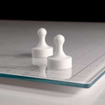 GLASSBOARD STUDIO True White Glass Craft Mat (18x24in) - Magnetic, Heat & Scratch Resistant, Stain-Proof for Crafting, Cutting, Painting, Mixed Media Artwork - Grid & Angle Lines, Non-Slip Rubber Feet