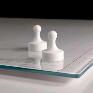 GLASSBOARD STUDIO True White Glass Craft Mat (18x24in) - Magnetic, Heat & Scratch Resistant, Stain-Proof for Crafting, Cutting, Painting, Mixed Media Artwork - Grid & Angle Lines, Non-Slip Rubber Feet