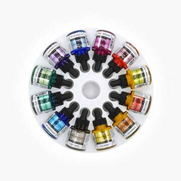 Dr. Ph. Martin's Iridescent Calligraphy Ink, 1 Fl Oz (Pack of 12), Set 2 Colors