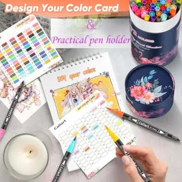 Caliart 72 Colors Dual Tip Art Markers for Adult Coloring - Aesthetic Cute Preppy Stuff School Supplies, Pens With Fine and Brush Tips for Lettering Cards Drawing Kids Artist Mothers Day Gift for Mom