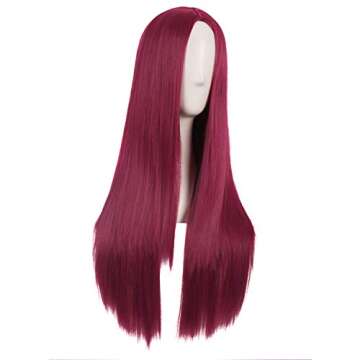MapofBeauty 28 Inch/70 cm Women Special Natural Long Straight Synthetic Wig (Red)