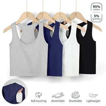 KCDDUMK 4 Pieces Basic Crop Tank Tops Sleeveless Racerback Crop Sport Cotton Top for Women