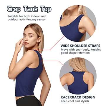 KCDDUMK 4 Pieces Basic Crop Tank Tops Sleeveless Racerback Crop Sport Cotton Top for Women