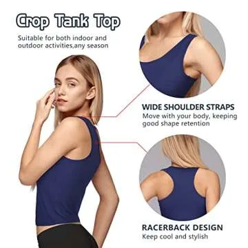 KCDDUMK 4 Pieces Basic Crop Tank Tops Sleeveless Racerback Crop Sport Cotton Top for Women