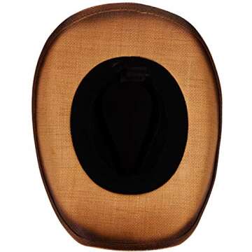 Queue Essentials Men & Women's Woven Straw Cowboy Cowgirl Hat Western Outback w/Wide Brim (Eagle)