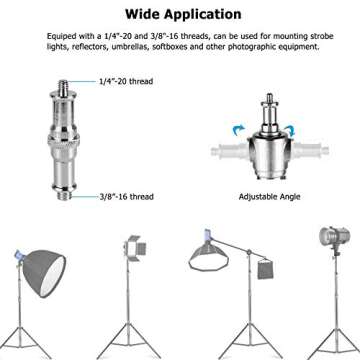 Selens Stainless Steel Heavy Duty Light Stand, 9ft/2.8m Spring-Cushioned Tripod Stand with 1/4 & 3/8" Adapter Compatible with Photo Studio Reflector, Light, Softbox, Umbrella - 2 Packs