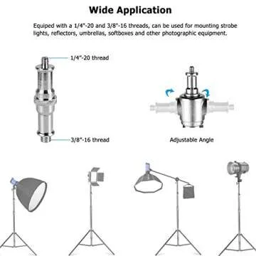 Selens Stainless Steel Heavy Duty Light Stand, 9ft/2.8m Spring-Cushioned Tripod Stand with 1/4 & 3/8" Adapter Compatible with Photo Studio Reflector, Light, Softbox, Umbrella - 2 Packs