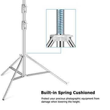 Selens Stainless Steel Heavy Duty Light Stand, 9ft/2.8m Spring-Cushioned Tripod Stand with 1/4 & 3/8" Adapter Compatible with Photo Studio Reflector, Light, Softbox, Umbrella - 2 Packs