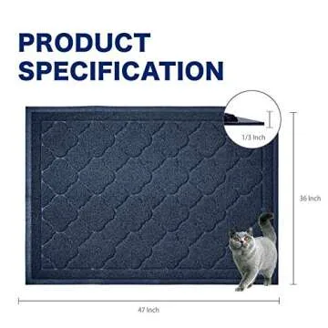 WePet Cat Litter Box Mat, Kitty Premium PVC Pad, Durable Trapping Rug, Phthalate Free, Urine-Resistant, Scatter Control, XXL 47 x 36 Inch, Blue