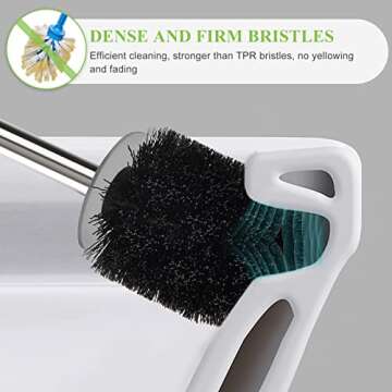 AONEZ Compact Toilet Brush & Holder, Stainless Steel Handle, Space Saving for Storage, Deep Cleaning...