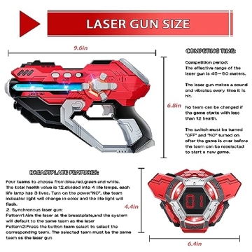 Kusntin Laser Tag Set with Digital Score Display for Kids