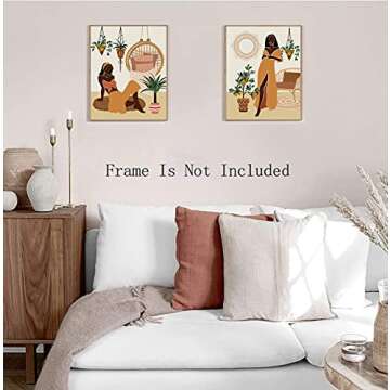 Modern Minimalist Black Woman Art Prints Set of 4