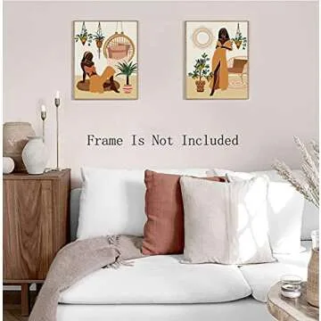 Modern Minimalist Black Woman Art Prints Set of 4