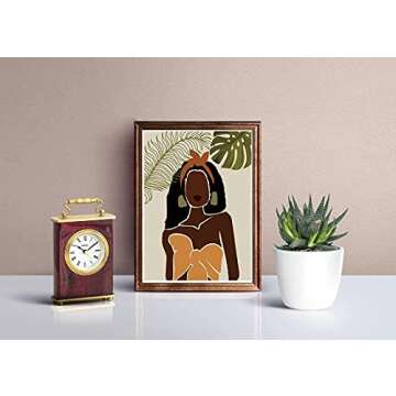 Modern Minimalist Black Woman Art Prints Set of 4