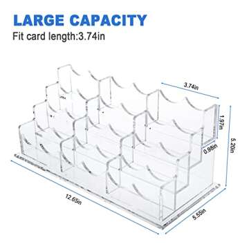 Patioer Clear Acrylic Business Card Holder for Desk 12.6x 5.5x 5.2 inches, 4 Tier 12 Pockets Multipl...