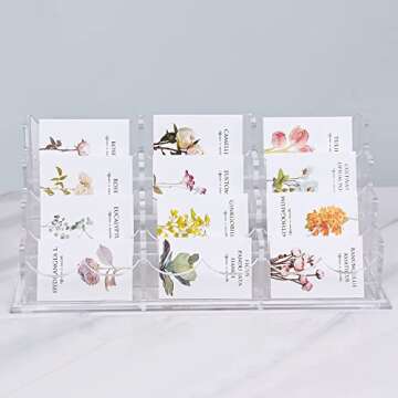 Patioer Clear Acrylic Business Card Holder for Desk 12.6x 5.5x 5.2 inches, 4 Tier 12 Pockets Multiple Card Stand Business Card Holder Display Office