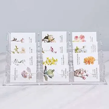 Patioer Clear Acrylic Business Card Holder for Desk 12.6x 5.5x 5.2 inches, 4 Tier 12 Pockets Multiple Card Stand Business Card Holder Display Office