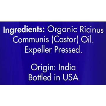 Organic, Castor Oil, Therapeutic Grade, for Constipation – 100% Pure, Castor Oil, Cold Pressed, Un...