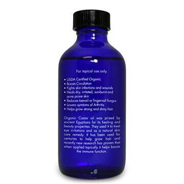 Organic, Castor Oil, Therapeutic Grade, for Constipation – 100% Pure, Castor Oil, Cold Pressed, Unrefined, in Glass Bottle, for Face, Hair Growth, Eyelashes, by Zongle Therapeutics, 4 OZ