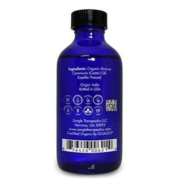 Organic, Castor Oil, Therapeutic Grade, for Constipation – 100% Pure, Castor Oil, Cold Pressed, Unrefined, in Glass Bottle, for Face, Hair Growth, Eyelashes, by Zongle Therapeutics, 4 OZ