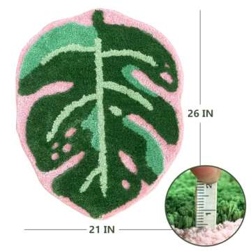 Sisher Monstera Bath Mat – Plush, Non-Slip, and Machine Washable Rug for Home Decor