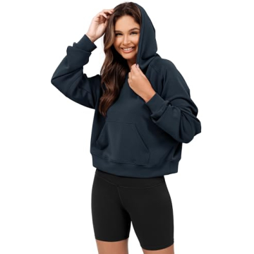 ODODOS Modal Soft Long Sleeve Cropped Hoodie for Women Oversized Pullover Sweatshirts with Pocket, N...