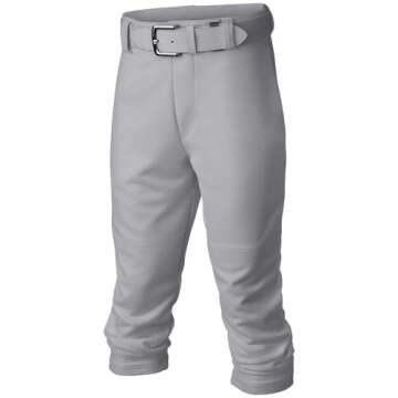 Easton | PRO+ Pull Up Baseball Pant | Youth | Full Length | Elastic Bottom | Youth Grey Y S