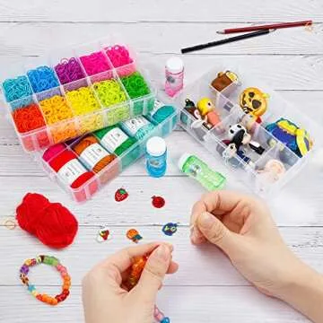 7 Layers Stackable Storage Container, 70 Adjustable Compartments (White) Perfect for Kids Toys, Art Crafts, Jewelry, Supplies, Mini Case & Letter Sticker Included