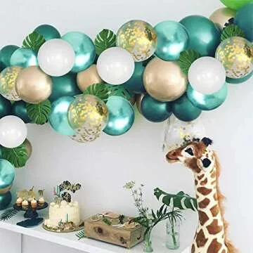 12 Inch Green and Gold Balloons for Tropical Decorations