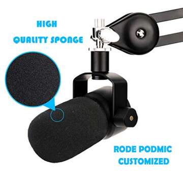PodMic Pop Filter Foam Cover - Mic Windscreen Wind Cover Customized for Rode PodMic USB Versatile Dynamic Broadcast Microphone to Blocks Out Plosives