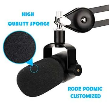 PodMic Pop Filter Foam Cover - Mic Windscreen Wind Cover Customized for Rode PodMic USB Versatile Dynamic Broadcast Microphone to Blocks Out Plosives
