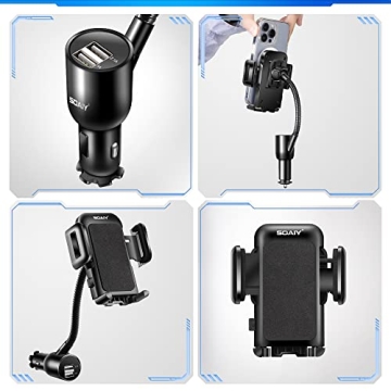 SOAIY 3-in-1 Car Mount Charger with USB Ports
