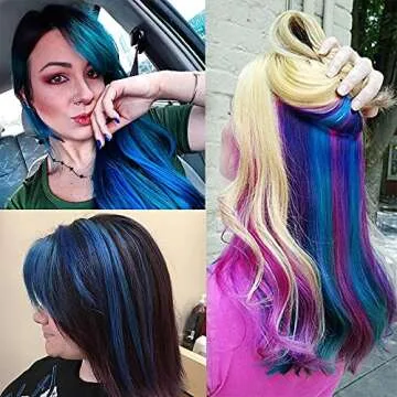 KGBFASS 24 Packs Colored Clip in Hair Extensions 20'' Colorful Straight Hair Extensions Clip in for Kids Multi-Colors Party Highlights Hairpieces(Pink,Purple,Blue)