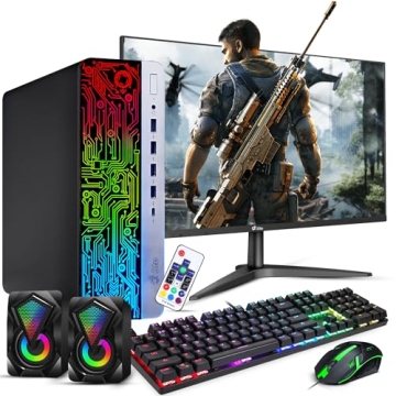 Renewed HP RGB Gaming PC Bundle - i7, 16GB DDR4, 1TB SSD, GT 1030, 24" Monitor