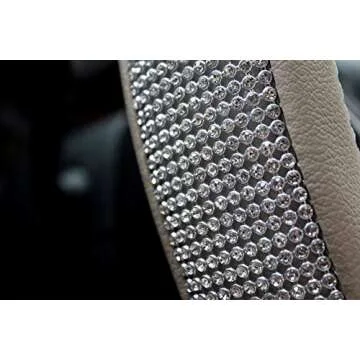 16 in Steering Wheel Cover Bling Truck Steering Wheel Cover Women with 1x Bling Ring Accessories,Beige