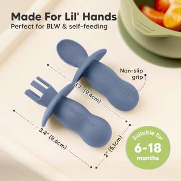 KeaBabies 4-Pack Silicone Baby Spoon and Fork Set